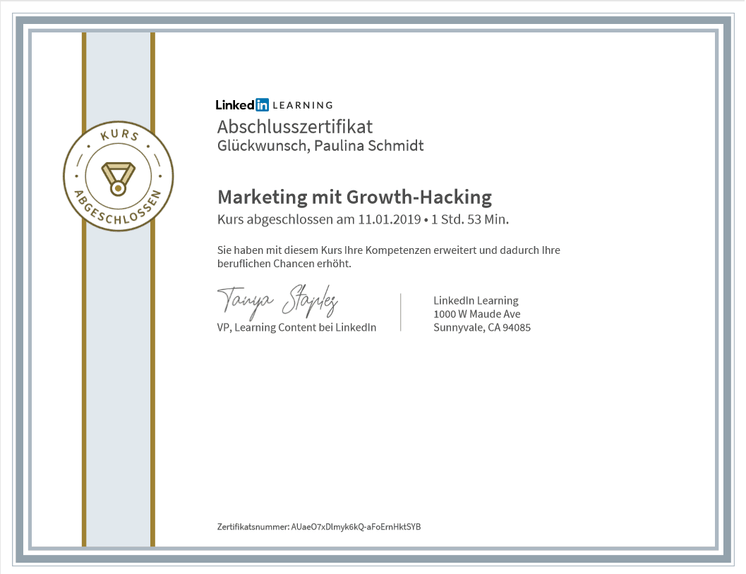 Zertigikat Marketing mit Growth-Hacking